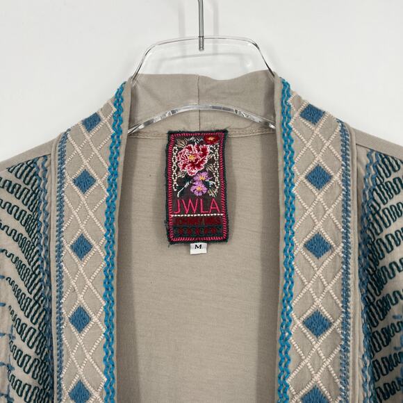Johnny Was Cardigan Womens M Gray Embroidered Floral Boho Indie Festival Hippie - Picture 3 of 10